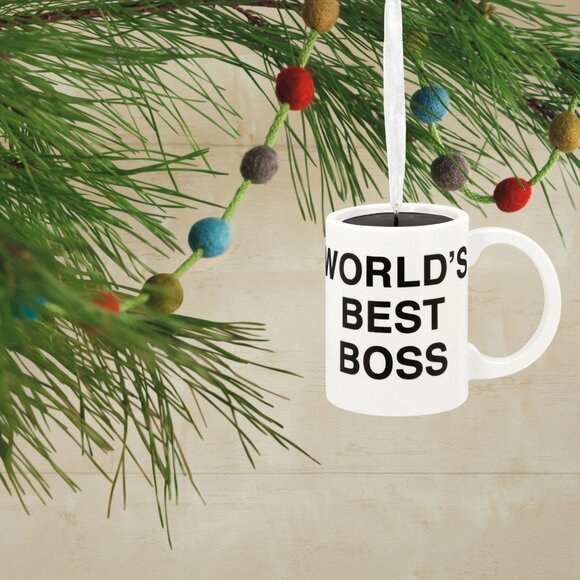 Hallmark Ornaments The Office Worlds Best Boss Coffee Mug Dunder Mifflin Inc - Picture 10 of 10